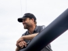 Pictures of Alex Thomson and his new custom built  HugoBoss IMOCA Open60 race yacht during the 90 degree righting testCredit Lloyd Images