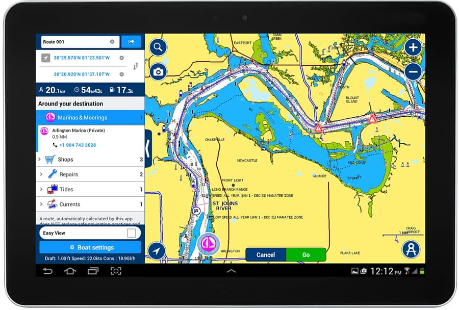 Application Autorouting Dock-to-Dock de Navionics