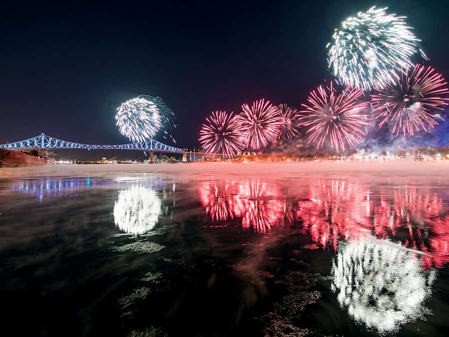 Feux d'artifices du 31 décembre. Crédit photo : Vieux-Port de Montréal.
