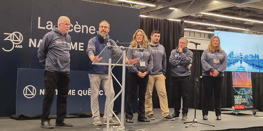 Marc-André Loyer, président du Conseil d’administration de Nautisme Québec, au micro. Le plus grand Festival nautique et plein-air du Canada jettera l’ancre à Valleyfield en septembre 2026