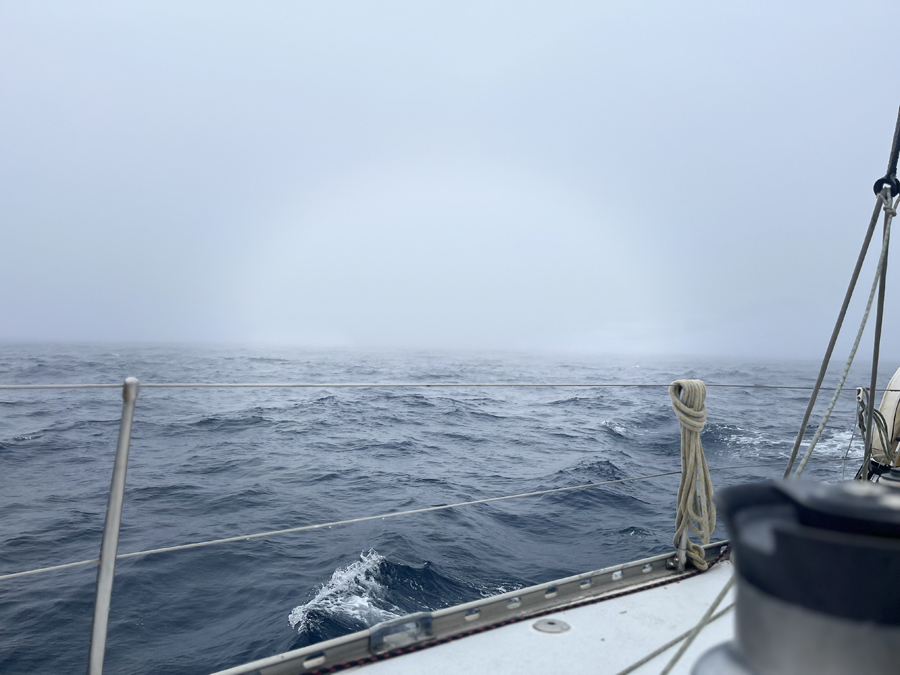 Navigation dans la brume des bancs de Terre-Neuve.