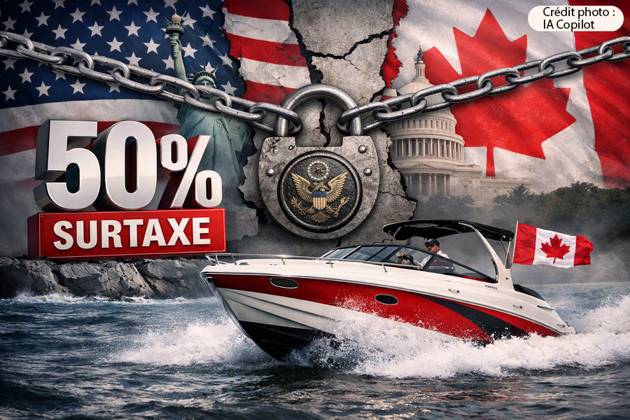 Surtaxe américaine de 50% sur les bateaux à moteur canadiens.